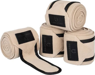 Produktbild von Equestro Polobänder Gamaschen aus Fleece in Beige 4er Pack für Pferde
