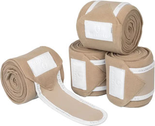 Produktbild von Equestro Polobänder Gamaschen aus Fleece in Beige 4er Pack für Pferde