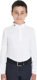 Equestro Poloshirt für Kinder Weiß aus technischem Mehrschichtmaterial – Bild 1 von 1