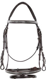 Produktbild von Equestro Pony Trense aus Leder mit Messingbeschlägen in Braun und Gold