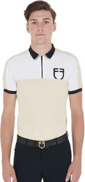 Produktbild von Equestro Reit-Poloshirt für Herren in Weiß und Beige Größe M