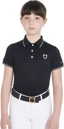 Produktbild von Equestro Reit-Poloshirt für Mädchen Sommer Schwarz Größe 8 Jahre