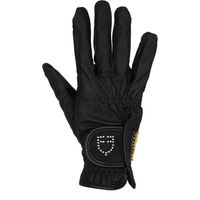 Produktbild von Equestro Reithandschuhe für Damen mit Glitzerlogo in Schwarz Größe XL