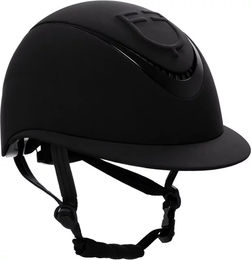 Equestro Reithelm Damen Meteor Schwarz mit breitem Visier aus Kunstleder Größe S – Bild 1 von 3