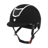Produktbild von Equestro Reithelm Eclipse Plain Velvet Unisex in Schwarz oder Schwarz-Grau mit Velours-Beschichtung und autoadaptivem System Größe 59-61 cm