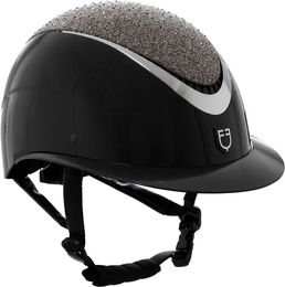 Produktbild von Equestro Reithelm für Damen in Schwarz aus Kunstleder nach EN 1384-2023 Größe S