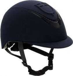 Produktbild von Equestro Reithelm Unisex Blau mit Leder und erhabenem Logo Größe M