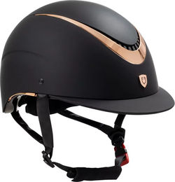 Produktbild von Equestro Reithelm Unisex mit glänzendem Kunstleder Bezug in Schwarz Größe M