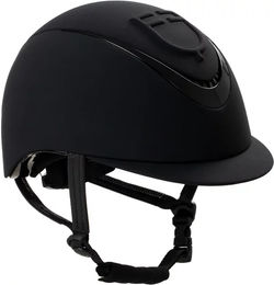 Produktbild von Equestro Reithelm Unisex Schwarz mit Leder und erhabenem Logo Größe M