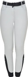 Produktbild von Equestro Reithose Damen Mid Grip mit Stones Logo in Grau und Weiß
