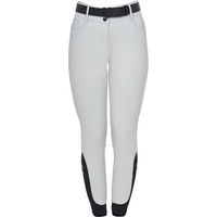 Produktbild von Equestro Reithose Damen mit Mid Grip Stones Logo in Grau und Weiß