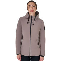 Produktbild von Equestro Reitjacke für Damen mit Kapuze aus technischem Stoff wasserabweisend Beige Braun Taupe Größe M