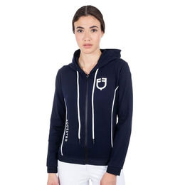 Equestro Reitjacke für Damen Interlock Full Zip Sweatshirt Blau Weiß Größe L – Bild 1 von 8