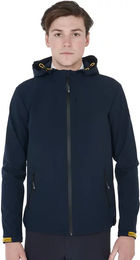 Produktbild von Equestro Reitjacke für Herren mit Kapuze wasserdicht und atmungsaktiv Blau XS