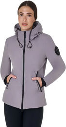 Produktbild von Equestro Reitjacke mit Kapuze für Damen in Grau Größe L wasserabweisend