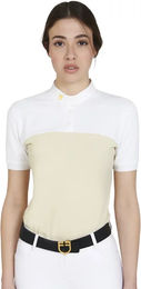 Produktbild von Equestro Reitpolo Damen aus Baumwolle Sommer Beige Weiß XL
