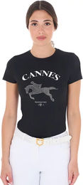 Produktbild von Equestro Reitshirt Cannes für Damen aus Baumwolle Schwarz Größe M