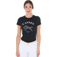 Produktbild von Equestro Reitshirt Cannes für Damen aus Baumwolle Schwarz Größe M