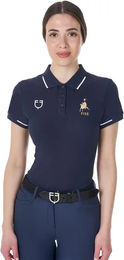 Produktbild von Equestro Reitshirt Damen Blau XL Three-button Training