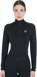 Equestro Reitshirt Damen Langarm Baselayer Slim Fit Schwarz Weiß Größe M – Bild 1 von 5