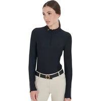 Produktbild von Equestro Reitshirt Damen Langarm Polo Schwarz XS