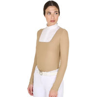 Produktbild von Equestro Reitshirt Damen Polo Langarm Winter Baumwolle Beige Größe M