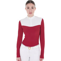Produktbild von Equestro Reitshirt Damen Technisches Longsleeve-Wettkampf Polo Rot Größe M