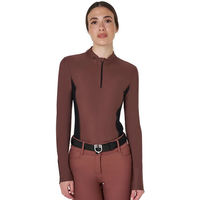 Produktbild von Equestro Reitshirt Damen Turnier-Poloshirt mit langen Ärmeln Braun Größe M Winter