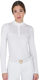 Equestro Reitshirt Damen Weiß Baumwolle Langarm S – Bild 1 von 2