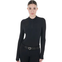 Produktbild von Equestro Reitshirt für Damen als technisches Longsleeve-Polo für den Winter in Schwarz XS
