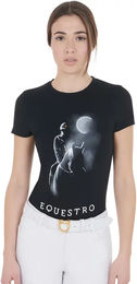 Produktbild von Equestro Reitshirt für Damen aus Baumwolle mit Monddruck Schwarz Größe L