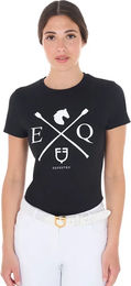 Produktbild von Equestro Reitshirt für Damen aus Baumwolle Schwarz XS