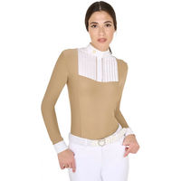 Produktbild von Equestro Reitshirt für Damen aus plissierter Baumwolle in Beige XL