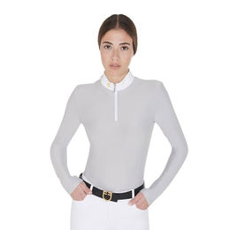 Produktbild von Equestro Reitshirt für Damen in Grau mit Fleece-Futter für den Winter Grösse M