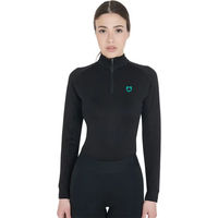 Produktbild von Equestro Reitshirt für Damen in Schwarz und Grün Größe M für Übergangszeiten
