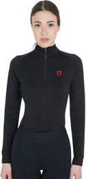 Equestro Reitshirt für Damen in Schwarz und Schwarz-Rot Grösse L für Übergangszeiten – Bild 1 von 5
