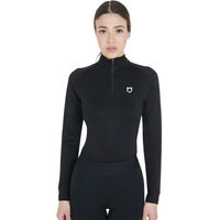 Produktbild von Equestro Reitshirt für Damen Langarm Baselayer Slim Fit Schwarz Weiß Größe L