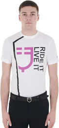 Produktbild von Equestro Reitshirt für Herren aus Baumwolle Lila Weiß Größe XS