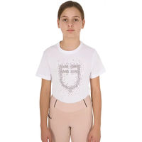 Produktbild von Equestro Reitshirt für Kinder aus Baumwolle Rosa Weiß 10 Jahre