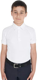 Produktbild von Equestro Reitshirt für Kinder in Weiß Slim Fit mit 4 Knöpfen Größe 14 Jahre