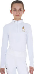 Produktbild von Equestro Reitshirt für Mädchen Langärmliges Wettbewerbs-Polo Weiß Größe 8 Jahre