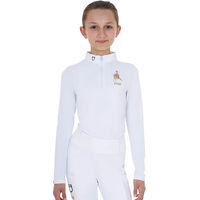 Produktbild von Equestro Reitshirt für Mädchen Langärmliges Wettbewerbs-Polo Weiß Größe 8 Jahre