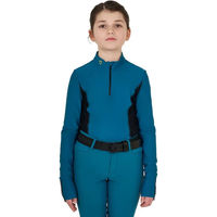 Produktbild von Equestro Reitshirt für Mädchen Langärmliges Wettbewerbs-Polo Winter Blau Größe 10 Jahre