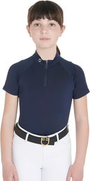 Produktbild von Equestro Reitshirt für Mädchen mit Reißverschluss Blau Größe 8 Jahre