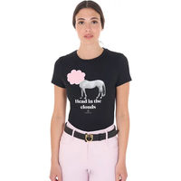 Produktbild von Equestro Reitshirt Head In The Clouds für Damen aus Baumwolle Schwarz Größe S