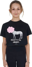 Produktbild von Equestro Reitshirt Head In The Clouds für Kinder aus Baumwolle Schwarz Größe 12 Jahre