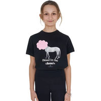 Produktbild von Equestro Reitshirt Head In The Clouds für Kinder aus Baumwolle Schwarz Größe 12 Jahre