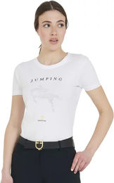 Produktbild von Equestro Reitshirt Jumping Diamants für Damen aus Baumwolle Weiß Größe S