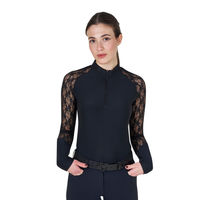 Produktbild von Equestro Reitshirt Lace Polo Shirt Black Label Collection für Damen in Schwarz