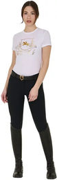 Produktbild von Equestro Reitshirt Lamina Horse Club für Damen aus Baumwolle Weiß Gold XS